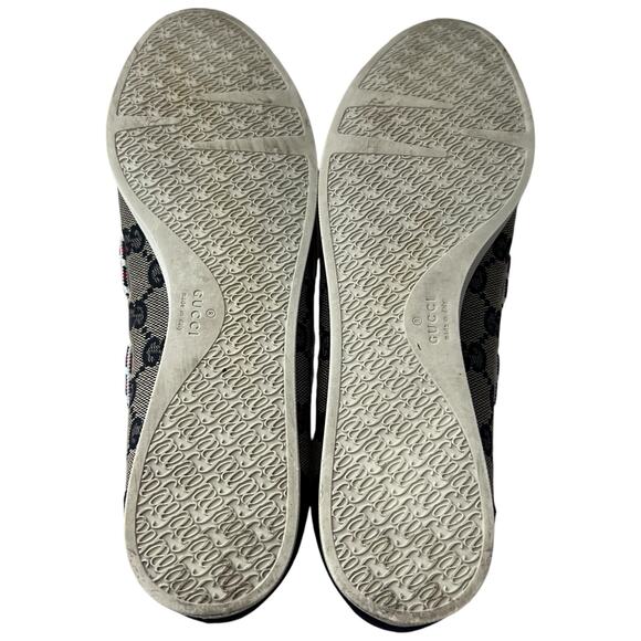 GUCCI GG Signature Logo Monogram Ballerina Flats EU 37 US 7 Navy Red Rope Accent - Picture 9 of 13